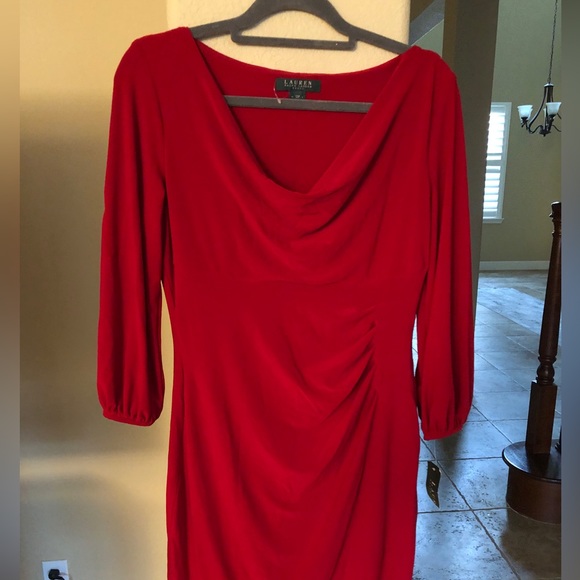 👠Red Midi Dress LRL US 12P - Picture 11 of 14